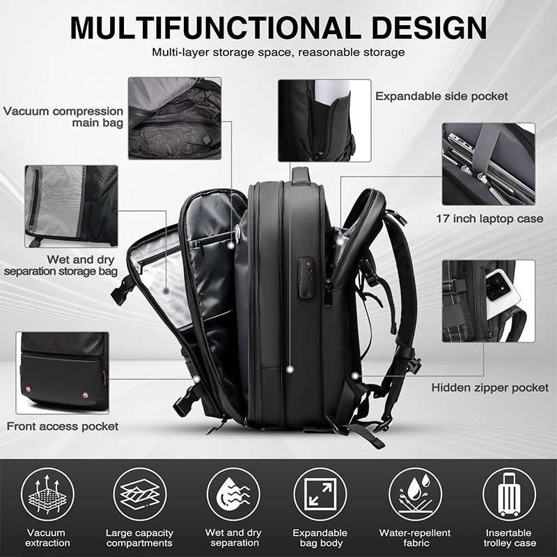 Apex Compression Travel Backpack | Vacuum-Ready Business Backpack - Collected Lab
