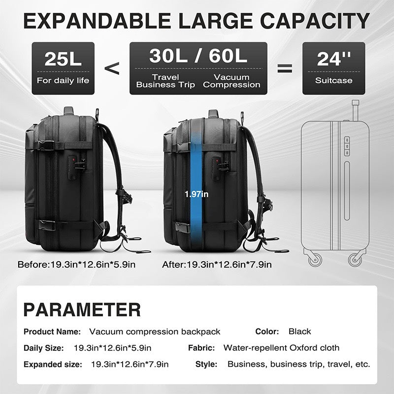 Apex Compression Travel Backpack | Vacuum-Ready Business Backpack - Collected Lab