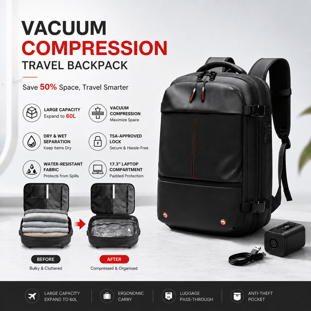 Apex Compression Travel Backpack | Vacuum-Ready Business Backpack - Collected Lab