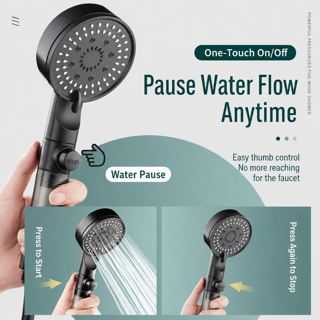 AquaFlow High-Pressure 5-Mode Filtered Shower Head