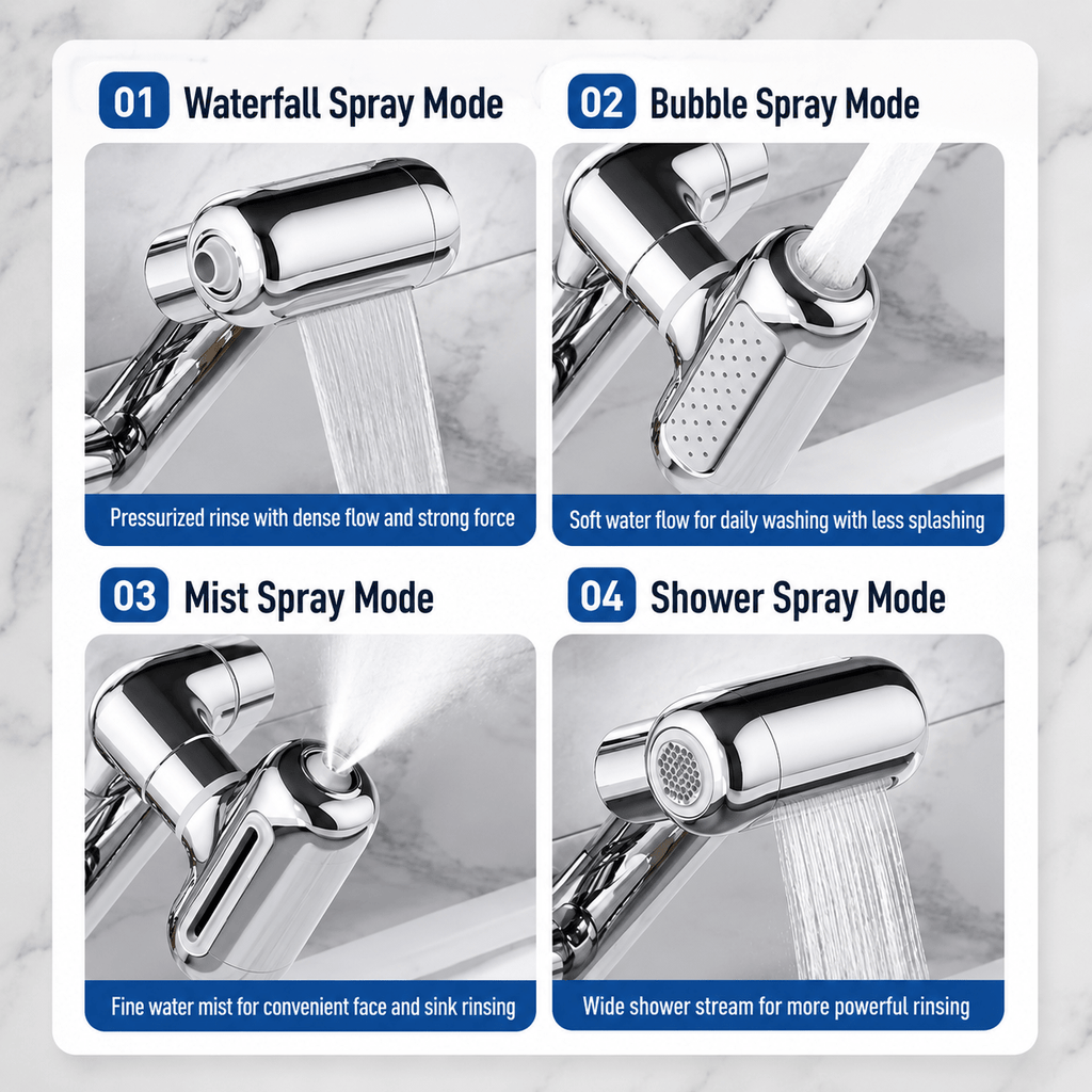1080° Rotating Faucet Extender with Upward Rinse Mode & 4 Water Settings - Collected Lab