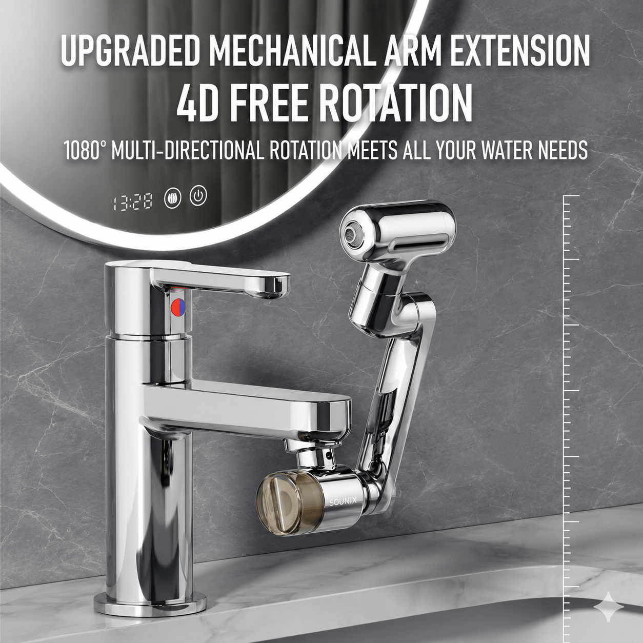 1080° Rotating Faucet Extender with Upward Rinse Mode & 4 Water Settings - Collected Lab