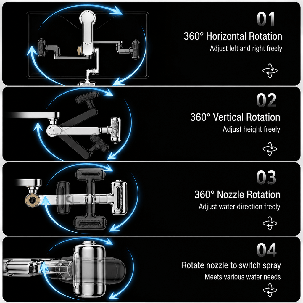 1080° Rotating Faucet Extender with Upward Rinse Mode & 4 Water Settings - Collected Lab