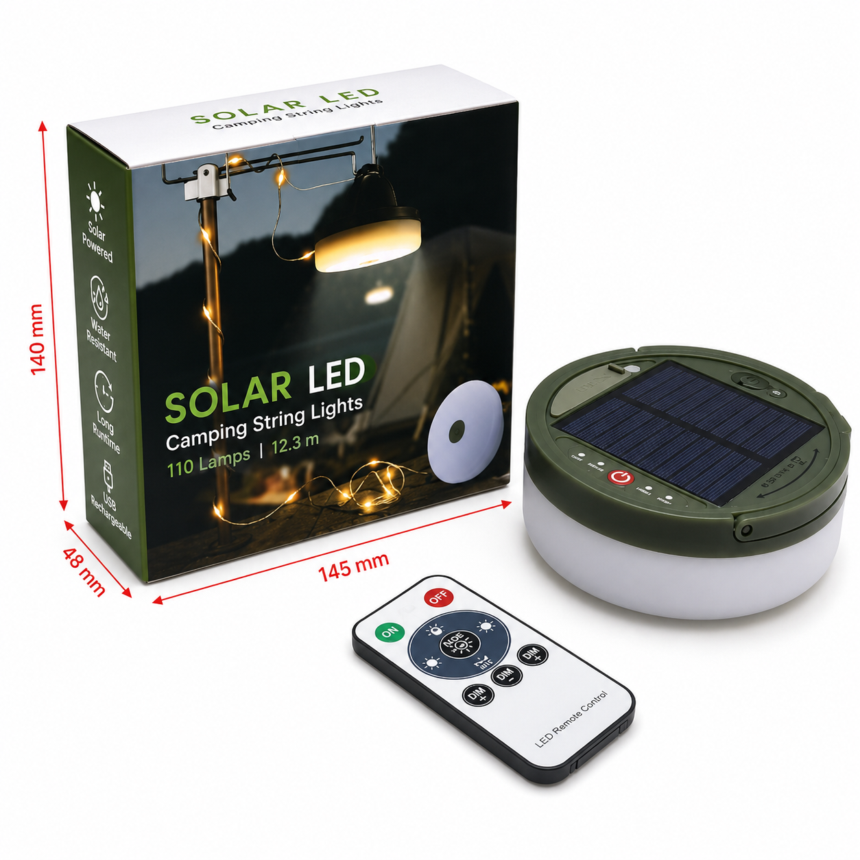 Solar Camping String Light – LED Outdoor Tent Atmosphere Light with Hanging Hook