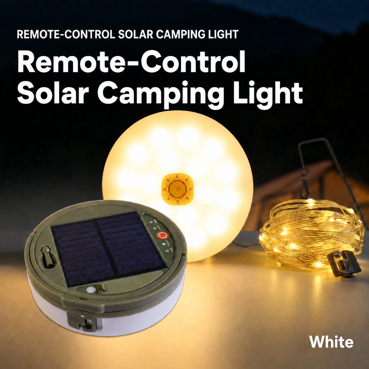 Solar Camping String Light – LED Outdoor Tent Atmosphere Light with Hanging Hook