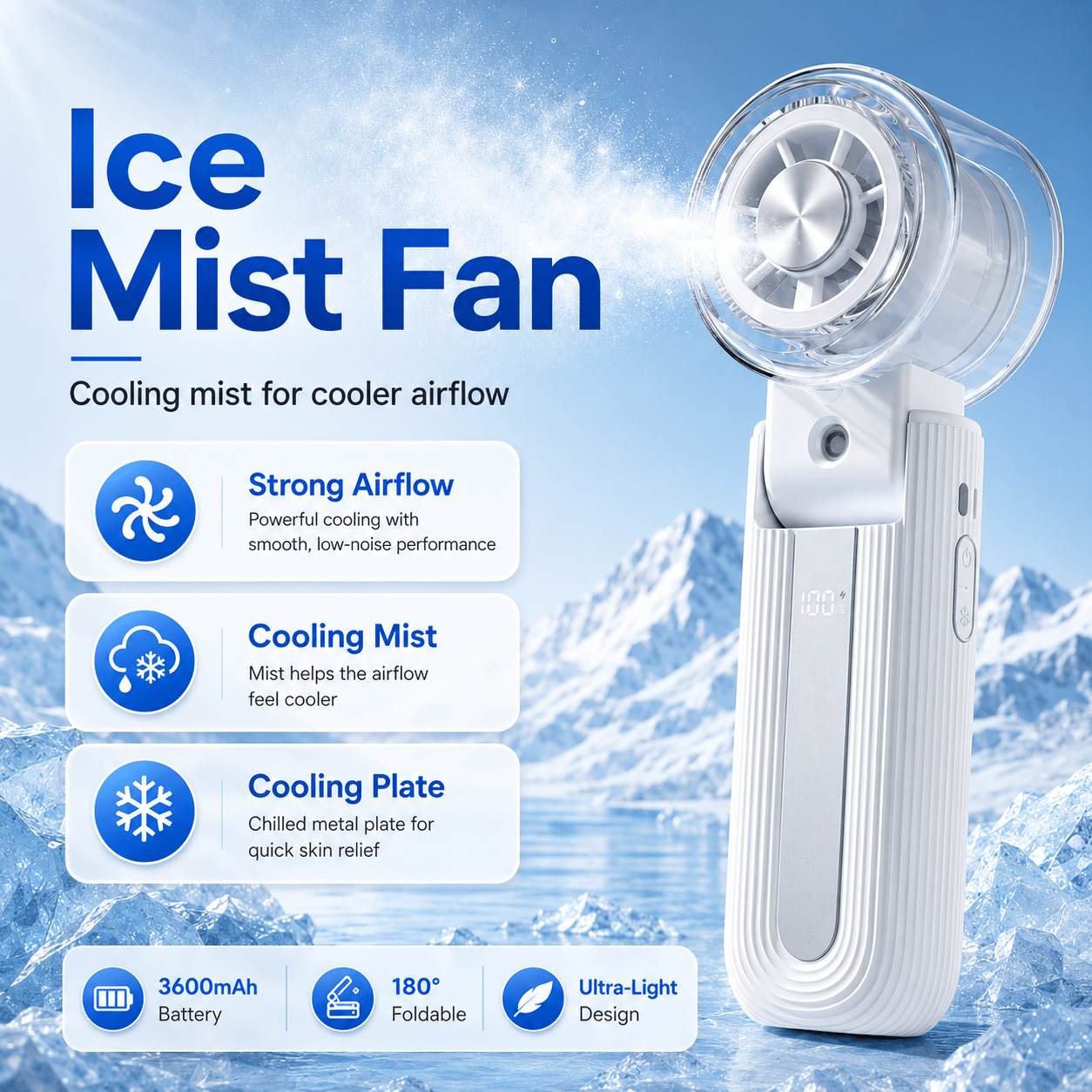 ChillCore 3-in-1 Semiconductor Cooling Fan with Mist Spray