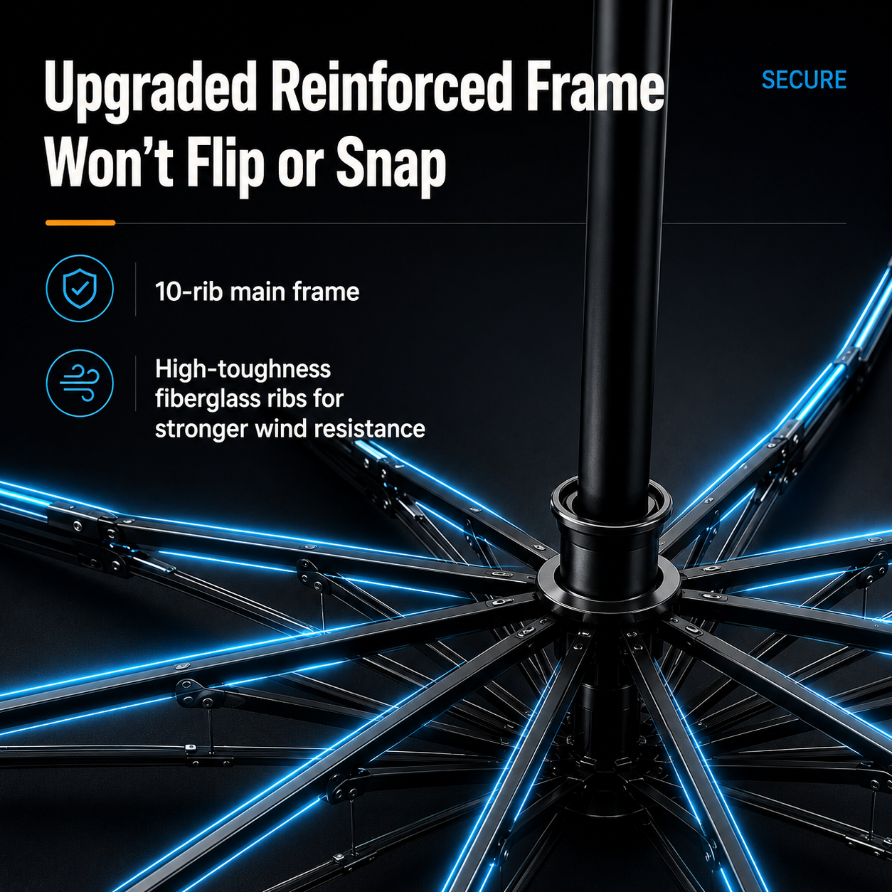 RainCore Reverse Umbrella – 10-Rib Automatic Wind-Resistant Umbrella with Reflective Trim & UV Protection