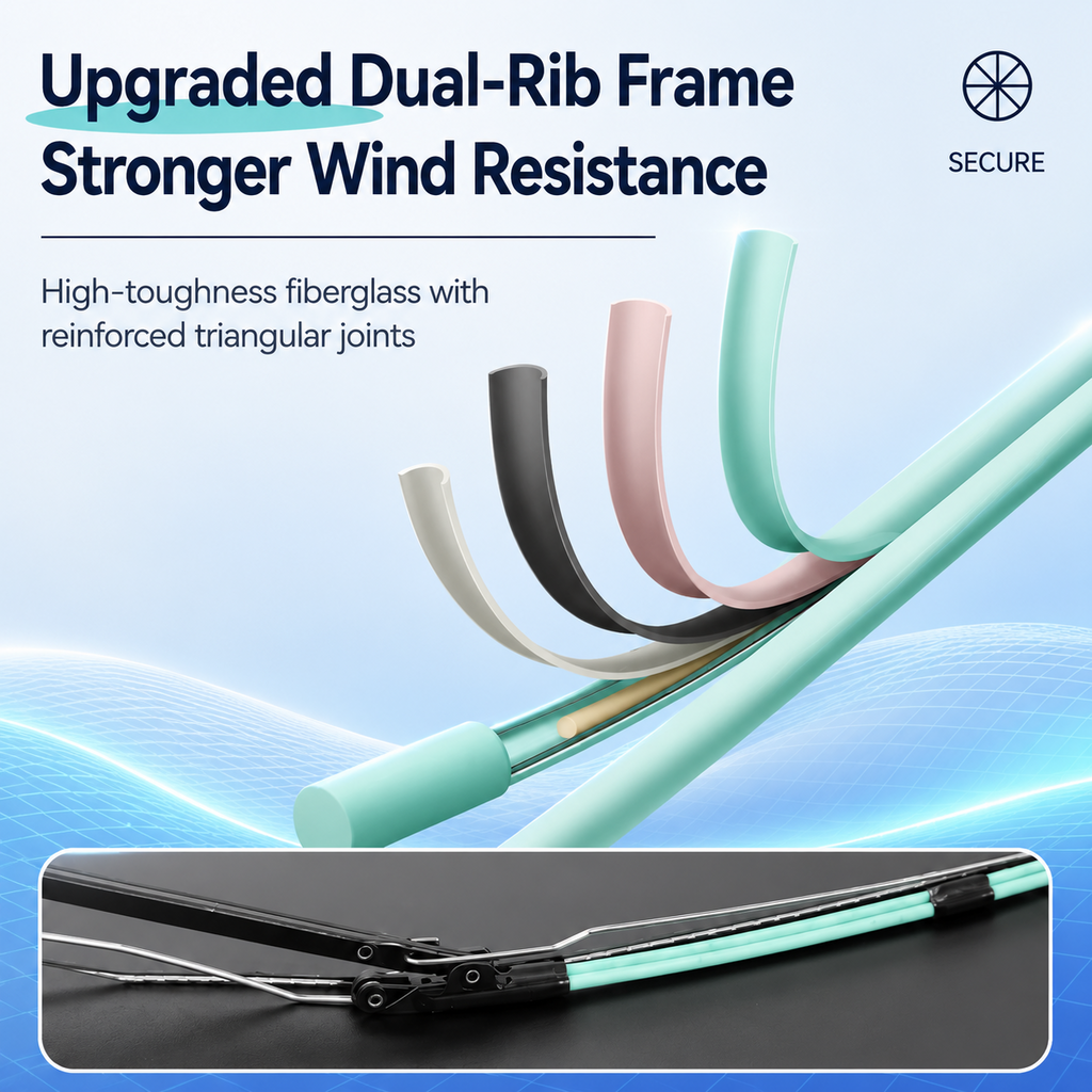 RainCore Reverse Umbrella – 10-Rib Automatic Wind-Resistant Umbrella with Reflective Trim & UV Protection
