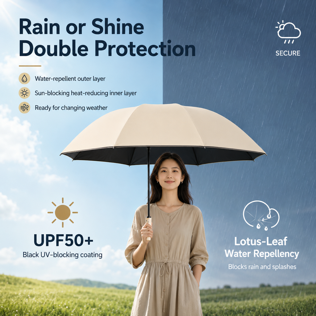 RainCore Reverse Umbrella – 10-Rib Automatic Wind-Resistant Umbrella with Reflective Trim & UV Protection