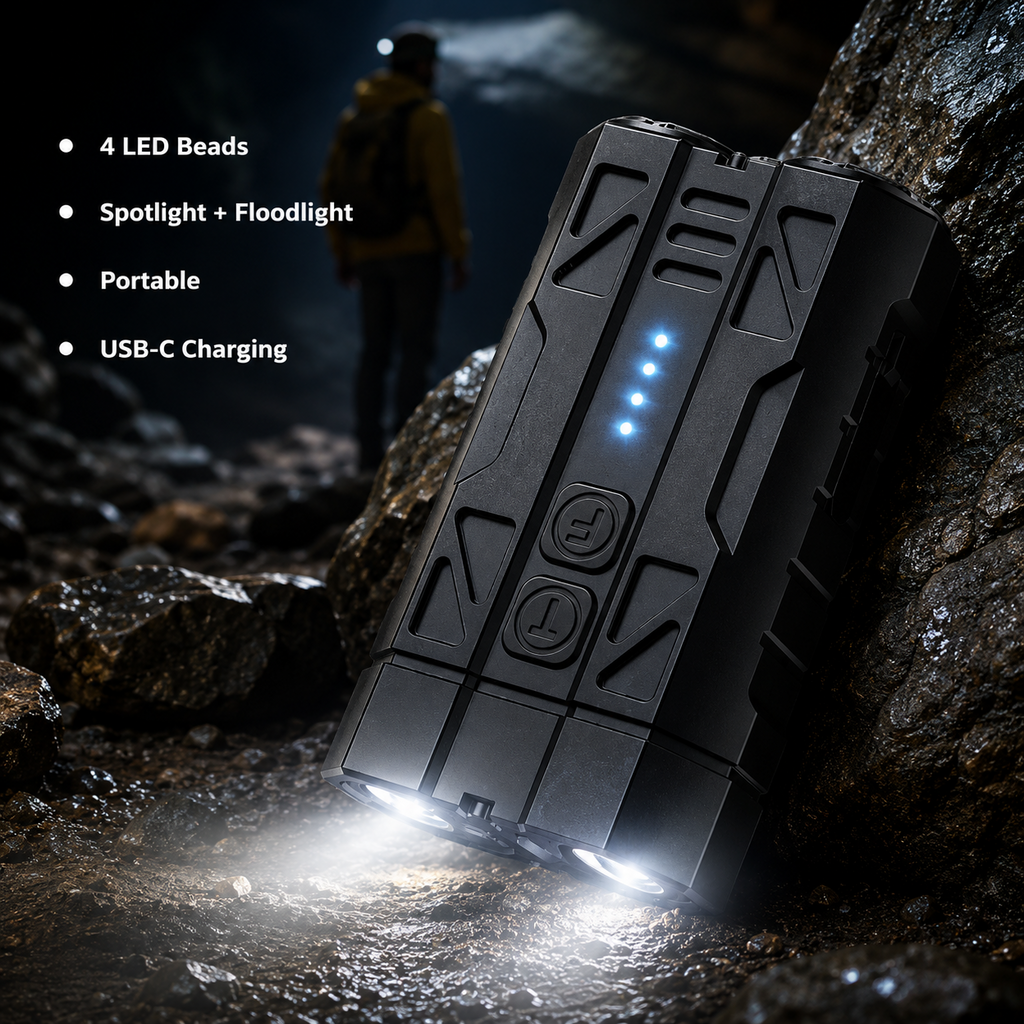 High-Brightness Dual-Beam Pocket Flashlight