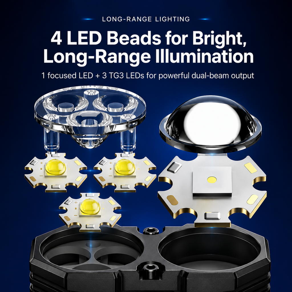 High-Brightness Dual-Beam Pocket Flashlight
