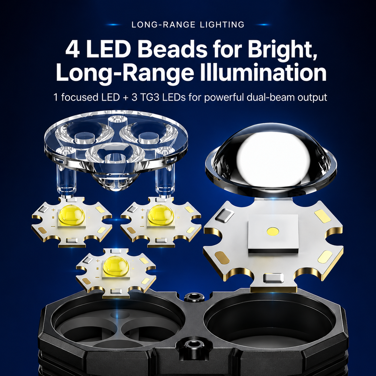 High-Brightness Dual-Beam Pocket Flashlight