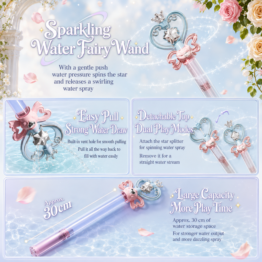 2-Pack Fairy Wand Water Squirters – Spinning Spray & Straight Stream Modes