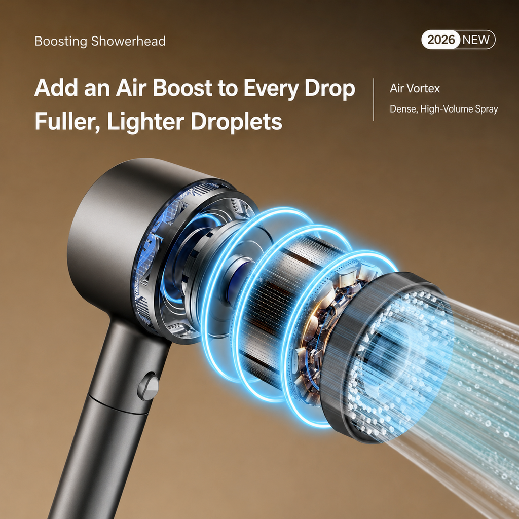 TurboFlow 5-Mode Filtered Shower Head | 5 Filter Cartridges Included