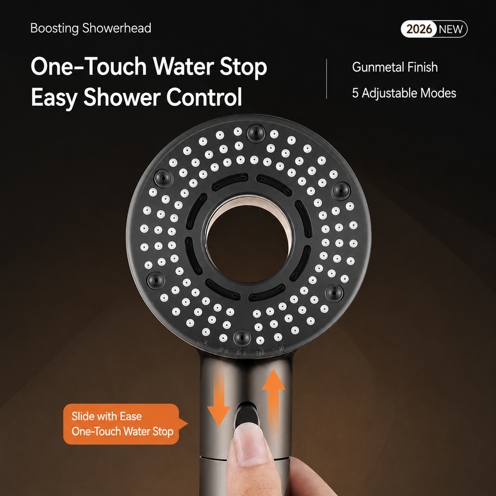 TurboFlow 5-Mode Filtered Shower Head | 5 Filter Cartridges Included