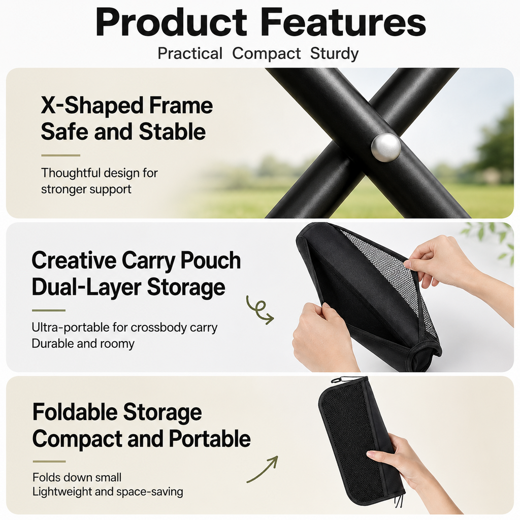 2-in-1 Portable Folding Stool Crossbody Bag