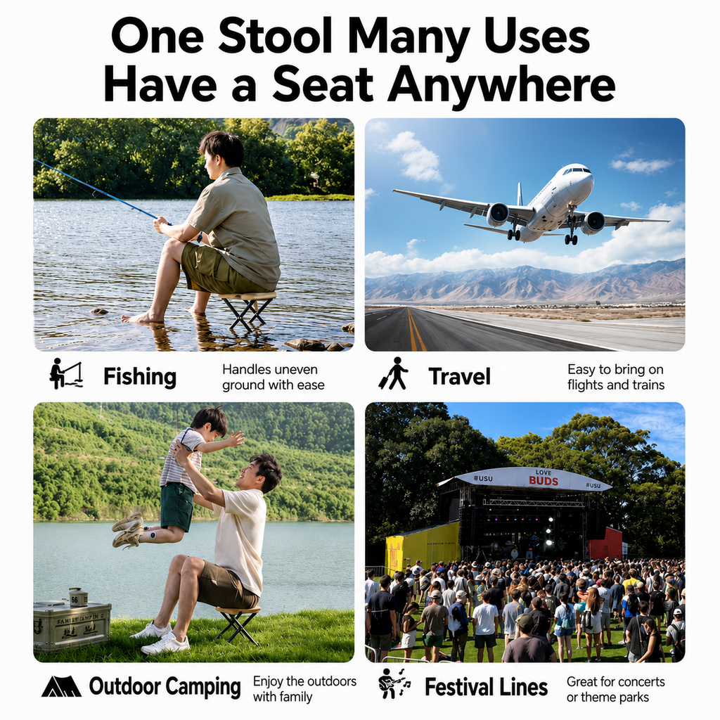 2-in-1 Portable Folding Stool Crossbody Bag