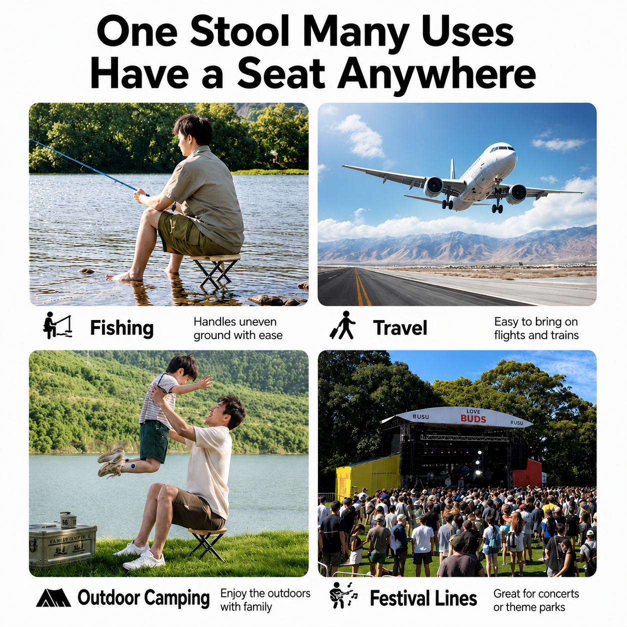 2-in-1 Portable Folding Stool Crossbody Bag