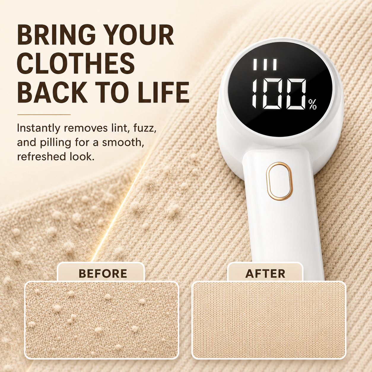Fuzzora – Rechargeable Fabric Shaver with LED Display