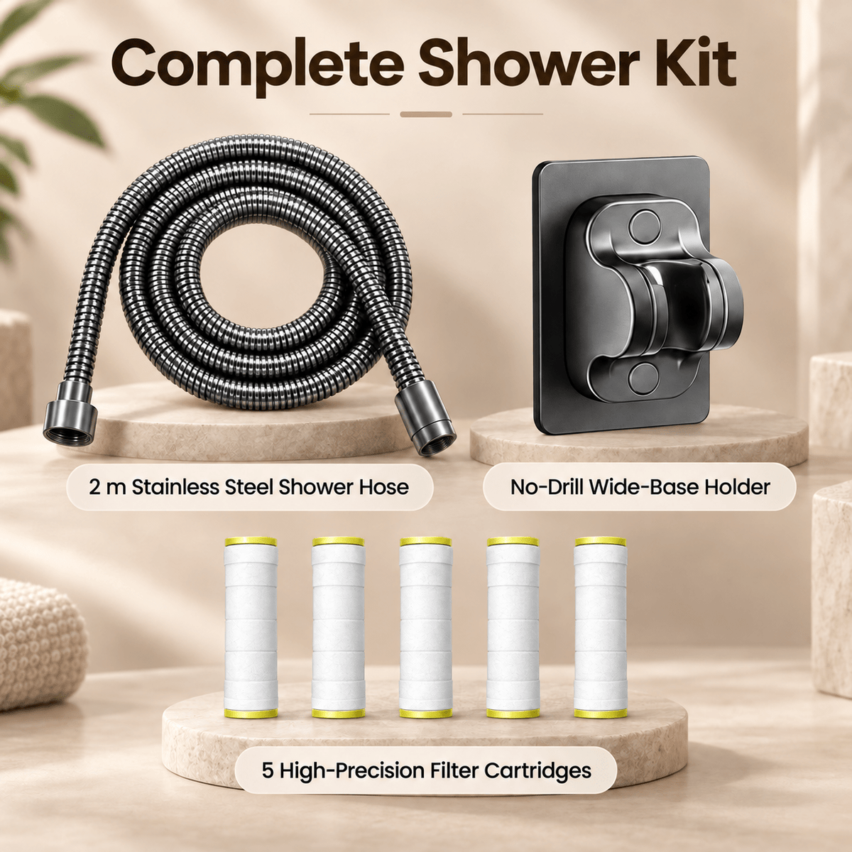 TurboFlow 5-Mode Filtered Shower Head | Complete Shower Kit - Collected Lab