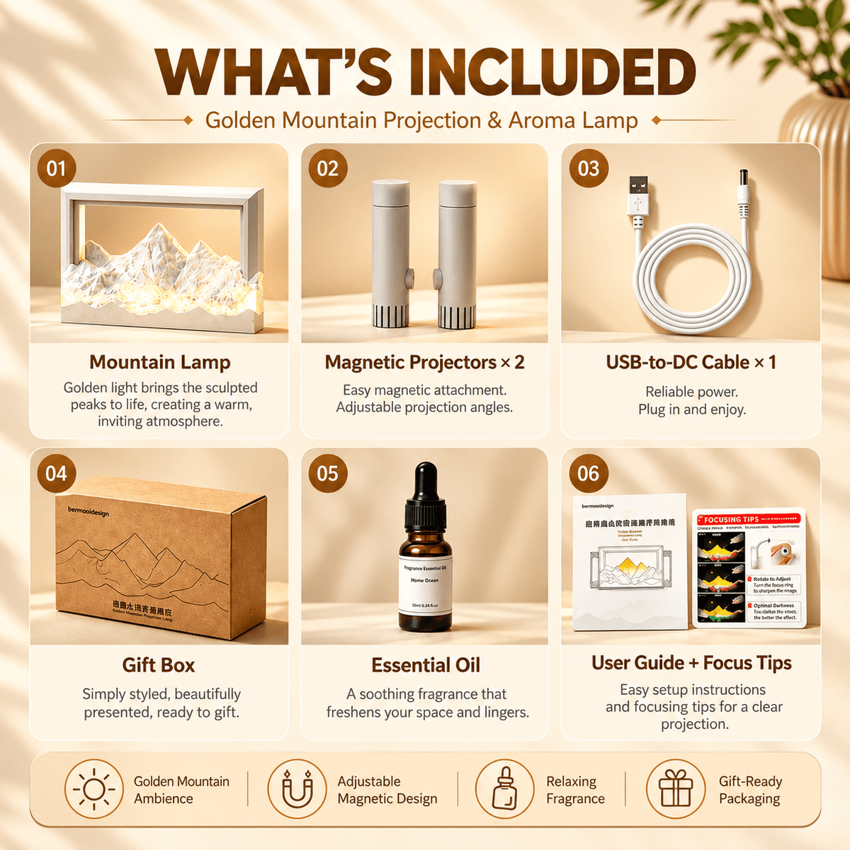 Golden Mountain 3-in-1 Projection & Aroma Lamp - Collected Lab