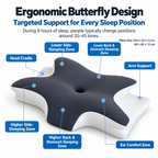 Pain Relief Ergonomic Butterfly Pillow – Cooling Memory Foam & Machine Washable Cover