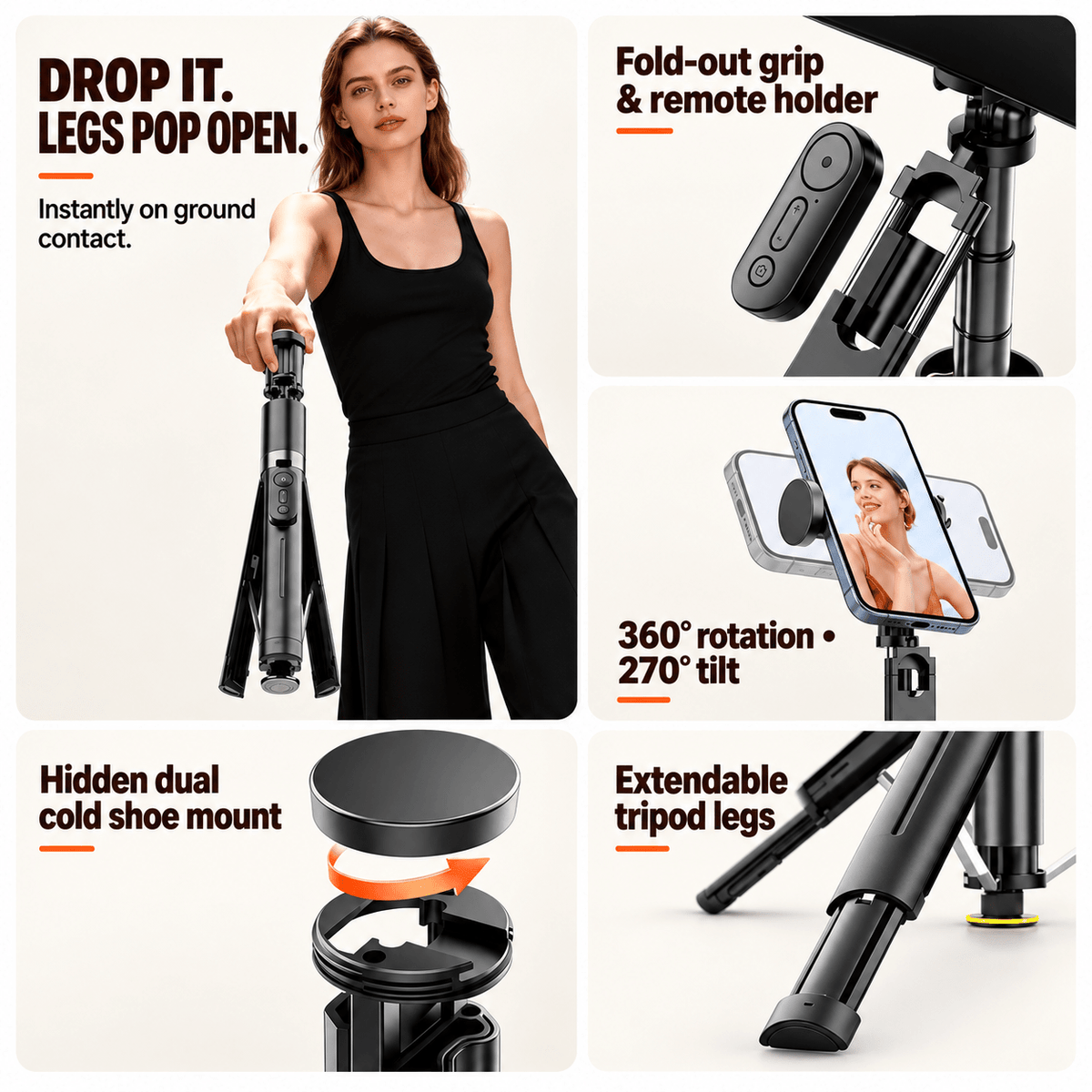 SnapRise Auto-Opening Selfie Stick Tripod - Collected Lab