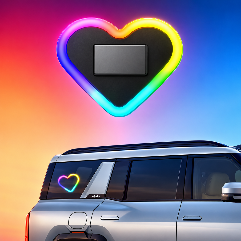 HeartGlow Wireless RGB Heart-Shaped Car Window Light